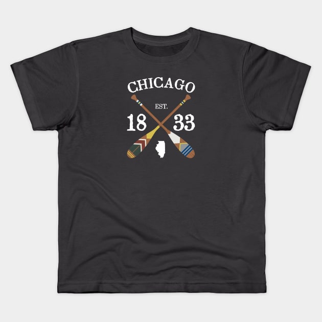 Paddle Chicago, CHI Lake Life Painted Oars Kids T-Shirt by GreatLakesLocals